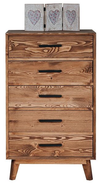Comodă lemn masiv Timeless 5 Sertare Whisky, 60 × 40 × 100 cm