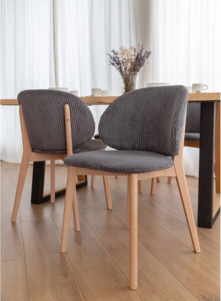 Scaun lemn masiv Nagy Gray Fag Tapițat, 51 × 46 × 79 cm