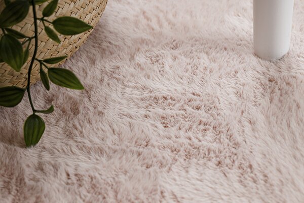 Covor lavabil modern SHAPE 3105 inima shaggy - roz roșu, antiderapant