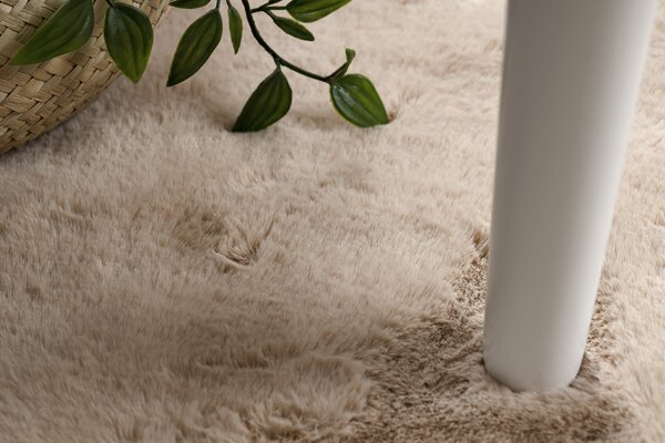 Covor lavabil modern SHAPE 3105 inima shaggy - bej, antiderapant
