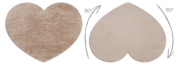 Covor lavabil modern SHAPE 3105 inima shaggy - bej, antiderapant