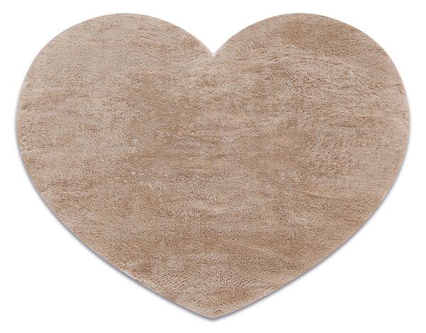 Covor lavabil modern SHAPE 3105 inima shaggy - bej, antiderapant