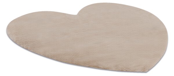 Covor lavabil modern SHAPE 3105 inima shaggy - bej, antiderapant