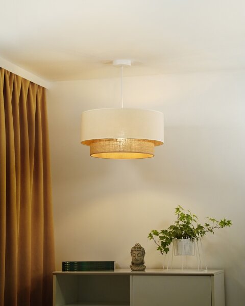 Lustră pe cablu Duolla BOHO 1xE27/40W/230V d. 45 cm crem/maro
