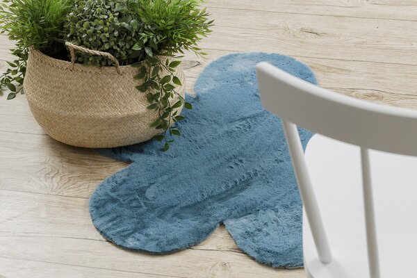 Covor lavabil modern SHAPE 3106 Floare shaggy - albastru, antiderapant