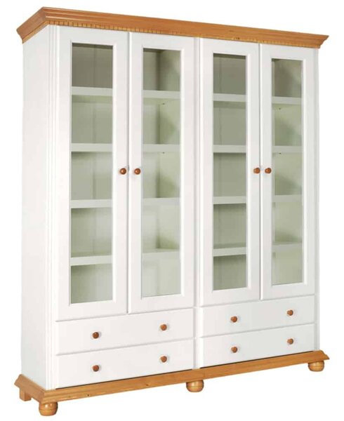 Bibliotecă lemn masiv natur Dublă Celia Alb/, 180 × 45 × 203 cm