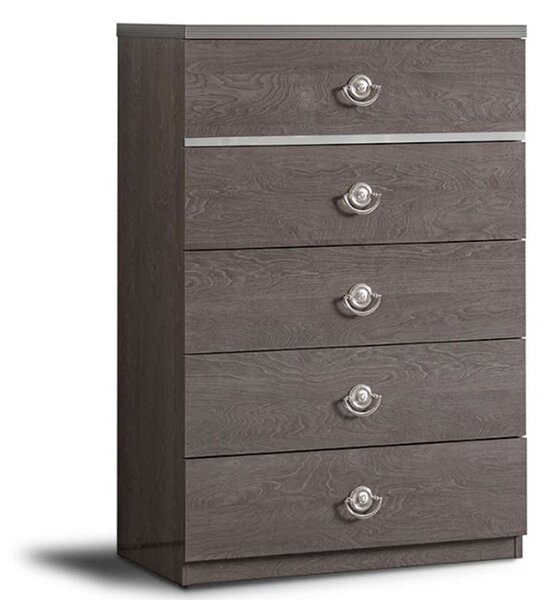 Comodă lemn masiv gri Tabacco Lucios, 83 × 43 × 121 cm