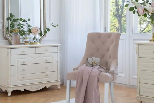 Comodă lemn masiv alb Paris 5 Sertare, 100 × 47 × 78 cm