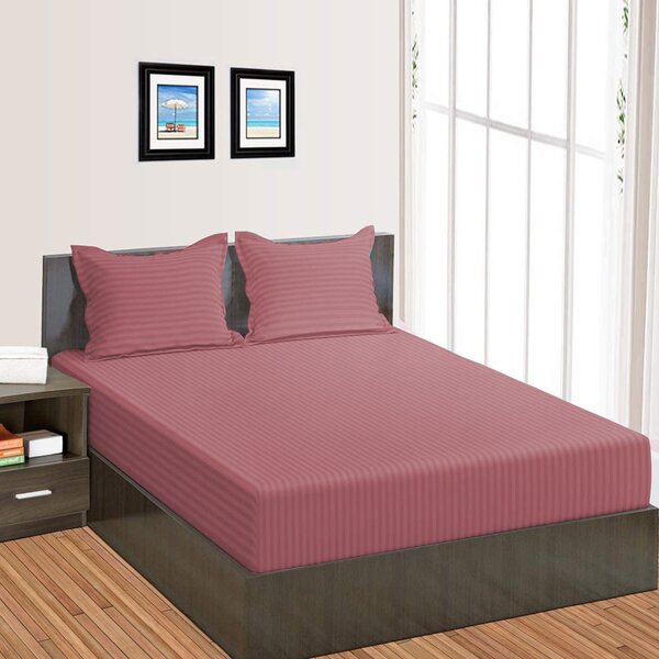 Cearsaf de pat cu elastic Damasc Policoton dunga 1 cm, pentru saltea 140x200 cm, Pucioasa, Pink