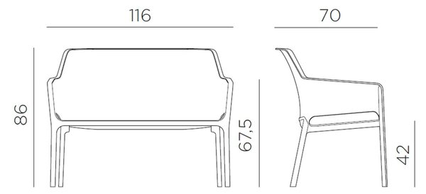 Banca Exterior Nardi - Net Bench, Bianco