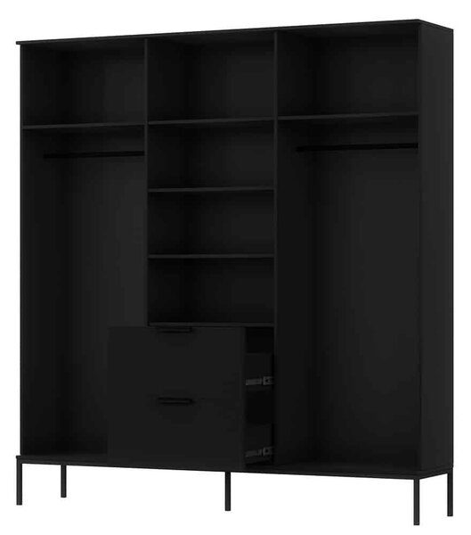 Dulap lemn masiv Sia Negru, 185 × 60 × 200 cm