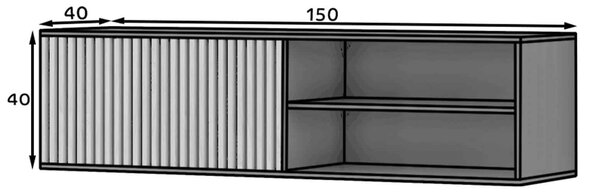 Comodă TV lemn masiv Suspendată Sia Negru, 150 × 40 × 40 cm