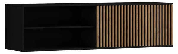 Comodă TV lemn masiv Suspendată Sia Negru, 150 × 40 × 40 cm