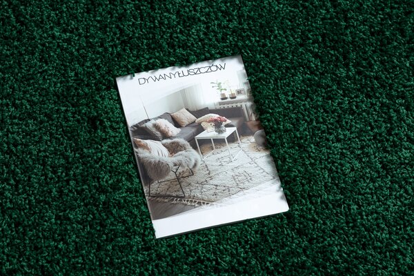 Covor SOFFI cerc shaggy 5cm sticla verde
