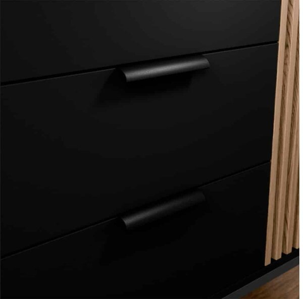 Comodă TV lemn masiv Sia Negru, 150 × 40 × 60 cm