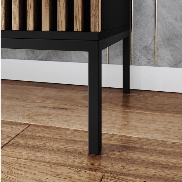 Comodă TV lemn masiv Sia Negru, 150 × 40 × 60 cm