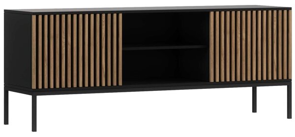 Comodă TV lemn masiv Sia Negru, 150 × 40 × 60 cm