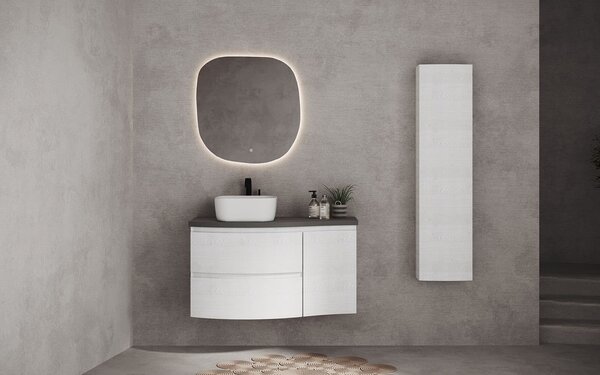 Oglindă lemn masiv cu iluminare LED si acționare touch 68x70cm