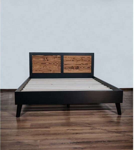 Pat lemn masiv Timeless 140x190 cm Negru