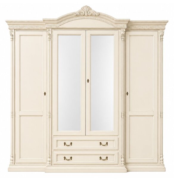 Dulap lemn masiv Briston 4 usi 2 sertare: L 241 x A 68 x H 233 cm