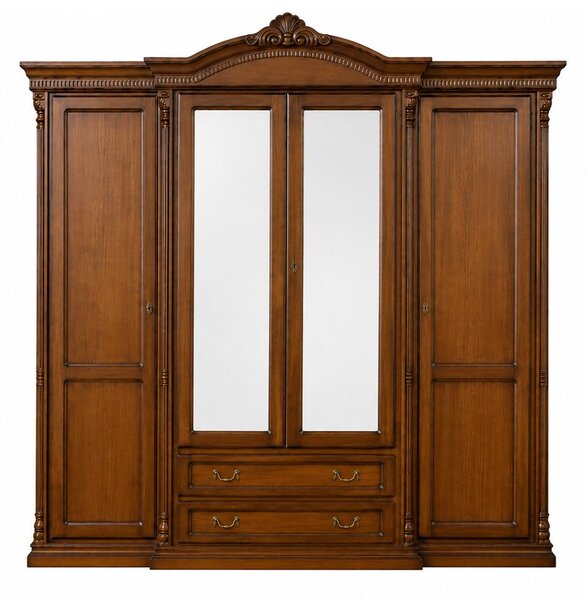 Dulap lemn masiv Briston 4 usi 2 sertare: L 241 x A 68 x H 233 cm