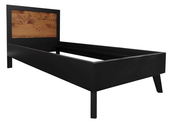 Pat lemn masiv Timeless 90x190 cm Negru