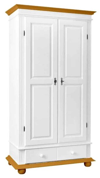 Dulap lemn masiv natur Arlo Alb/, 110 × 58 × 201 cm