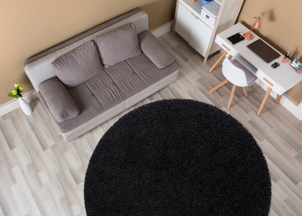 Covor SOFFI cerc shaggy 5cm negru