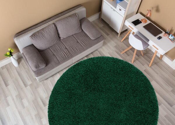 Covor SOFFI cerc shaggy 5cm sticla verde