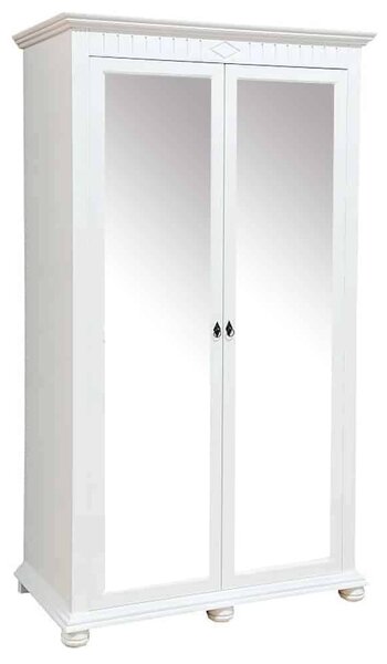 Dulap lemn masiv alb Natalie cu Oglinzi, 120 × 60 × 210 cm