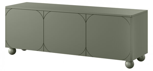 Dulap TV Sonatia II 150 cm cu trei uși cu sertar ascuns - olive