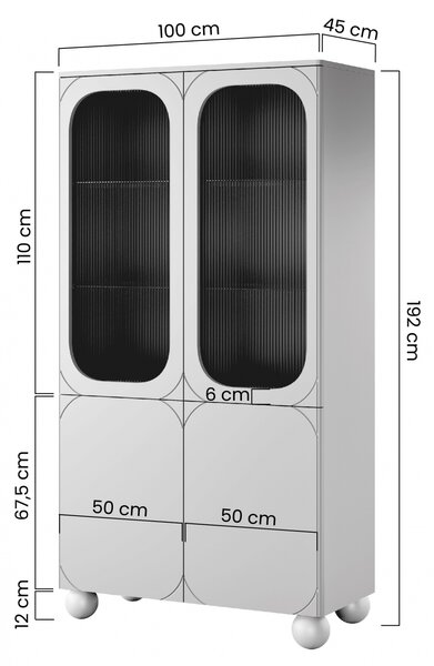 Vitrină Sonatia II 100 cm cu patru uși - burgundy