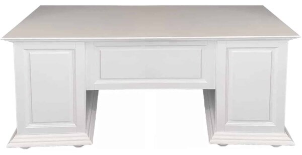 Birou lemn masiv alb Natalie, 160 × 76 × 76 cm
