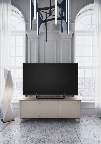 Comodă TV cu 3 uși Sonatia II 150 cm cu picioare sferice - casmir