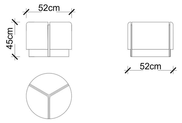 Taburet lemn masiv Marquesa, 52 × 45 × 52 cm