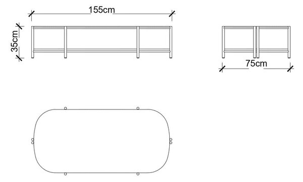 Masuta lemn masiv de Cafea Marquesa, 155 × 35 × 75 cm