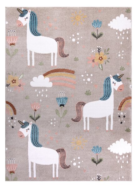 Covor FUN Sweety pentru copii, unicorn, curcubeu bej