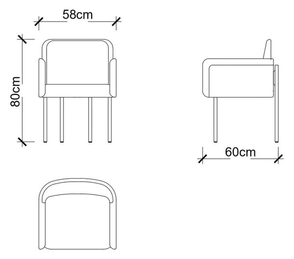 Scaun lemn masiv Dining Marquesa, 58 × 80 × 60 cm