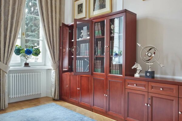 Dulap lemn masiv Toronto cu uși din sticla Model A3, 120 × 40 × 200 cm