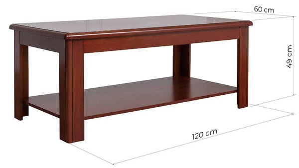 Măsuța lemn masiv de cafea pentru birou Toronto, 120 × 60 × 49 cm