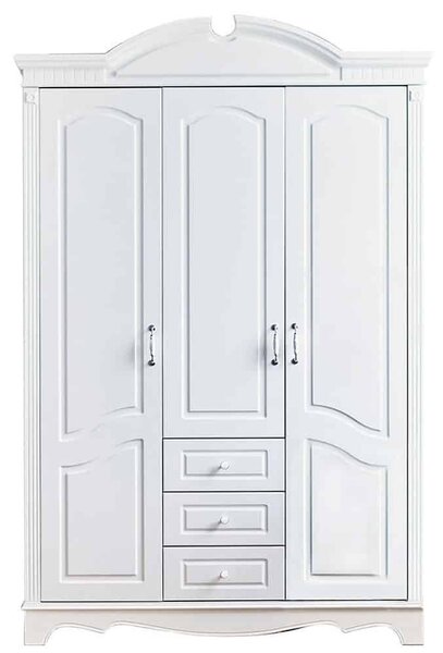 Dulap lemn masiv alb Elizabeth 3 Uși, 153 × 60 × 231 cm