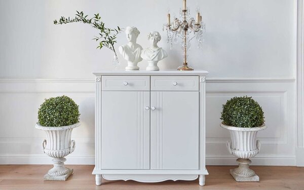 Dulap lemn masiv alb Pantofi Elizabeth, 95 × 39 × 98 cm
