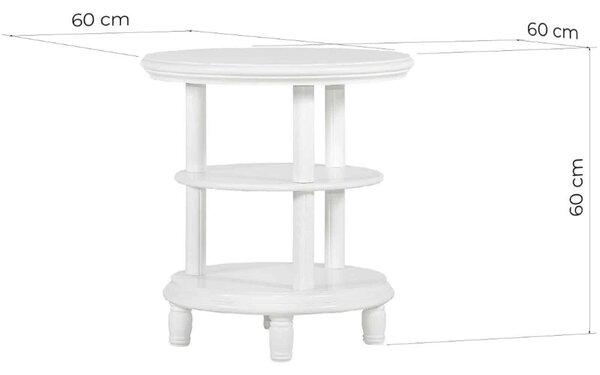Masă lemn masiv alb de cafea rotunda Elizabeth 60x60cm