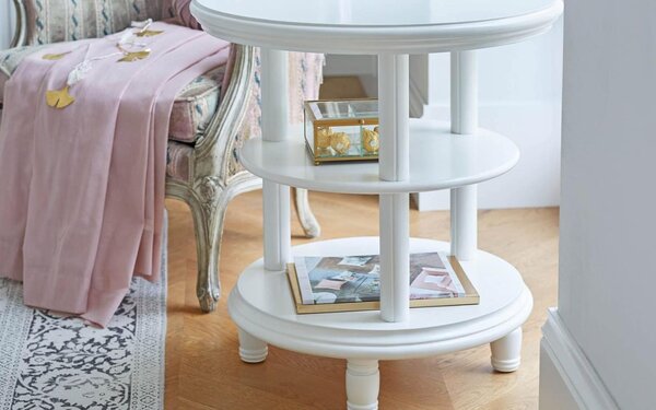 Masă lemn masiv alb de cafea rotunda Elizabeth 60x60cm