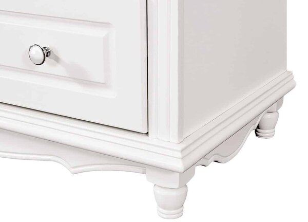 Comodă lemn masiv alb Elizabeth 6 sertare, 100 × 47 × 119 cm