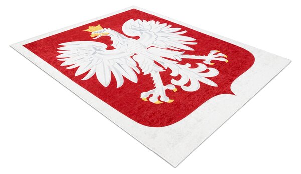 ANDRE 2309 covor lavabil emblema Poloniei anti-alunecare - alb / roșu