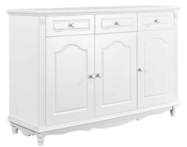 Bufet lemn masiv alb Elizabeth, 140 × 47 × 95 cm