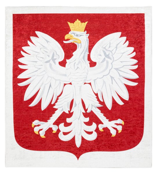 ANDRE 2309 covor lavabil emblema Poloniei anti-alunecare - alb / roșu