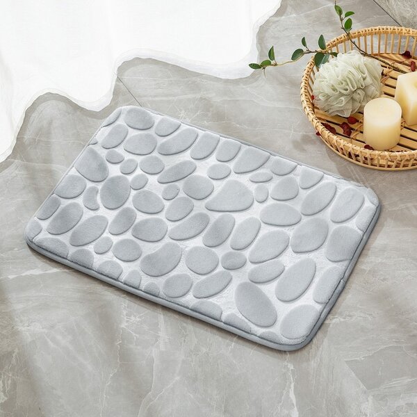 Set covoare baie, 2 bucati, absorbante, spuma memorie, gri