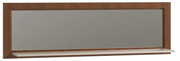 Poliță lemn masiv nuc Napoli cu Oglindă Crem/, 154 × 22 × 45 cm